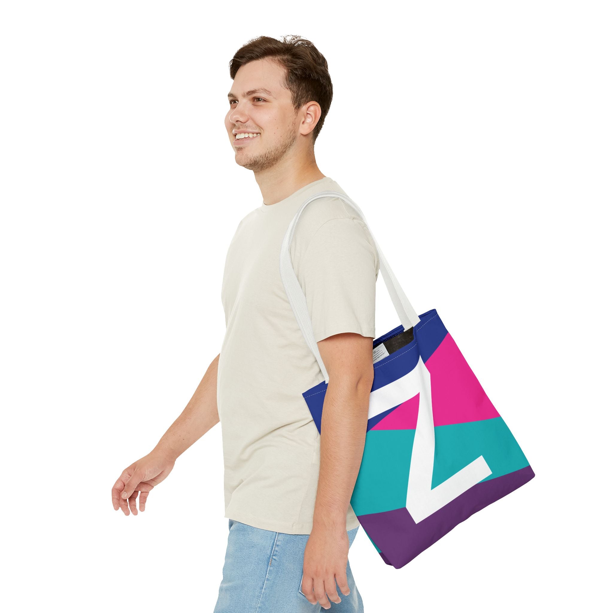 Monogram 'Z' Colorblock Tote Bag — Personalized Initial Z Shoulder Tote