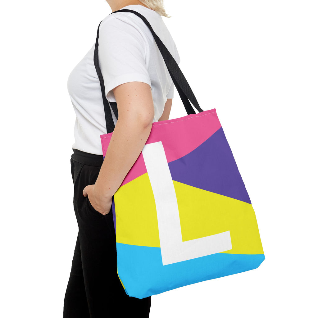 Monogram 'L' Colorblock Tote Bag — Personalized Initial L Shoulder Tote