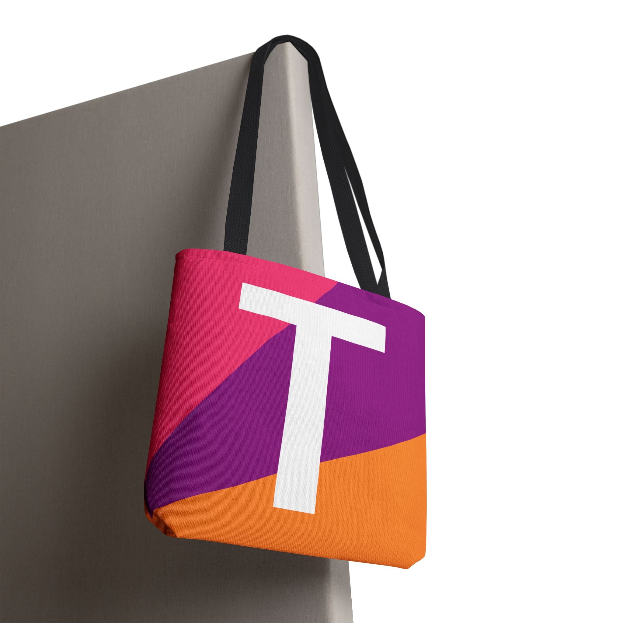 Monogram 'T' Colorblock Tote Bag — Personalized Initial T Shoulder Tote
