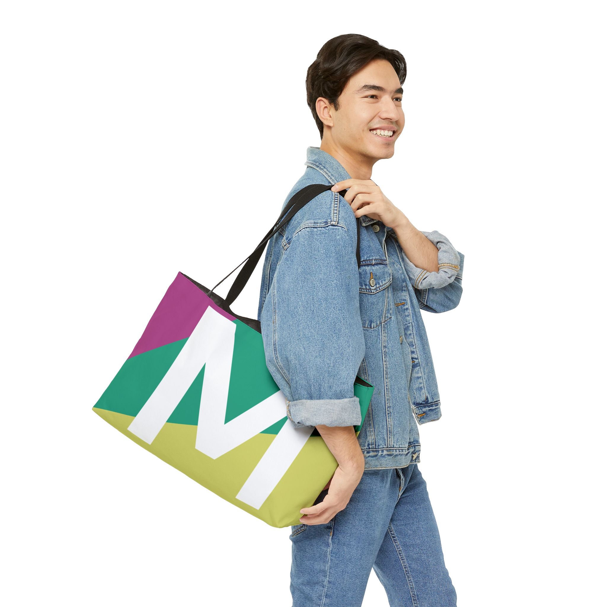 Personalized 'M' Colorblock Tote Bag — Monogram Weekender Tote