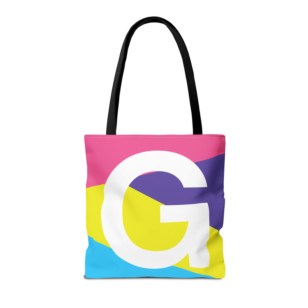 Monogram 'G' Colorblock Tote Bag — Personalized Initial G Shoulder Tote