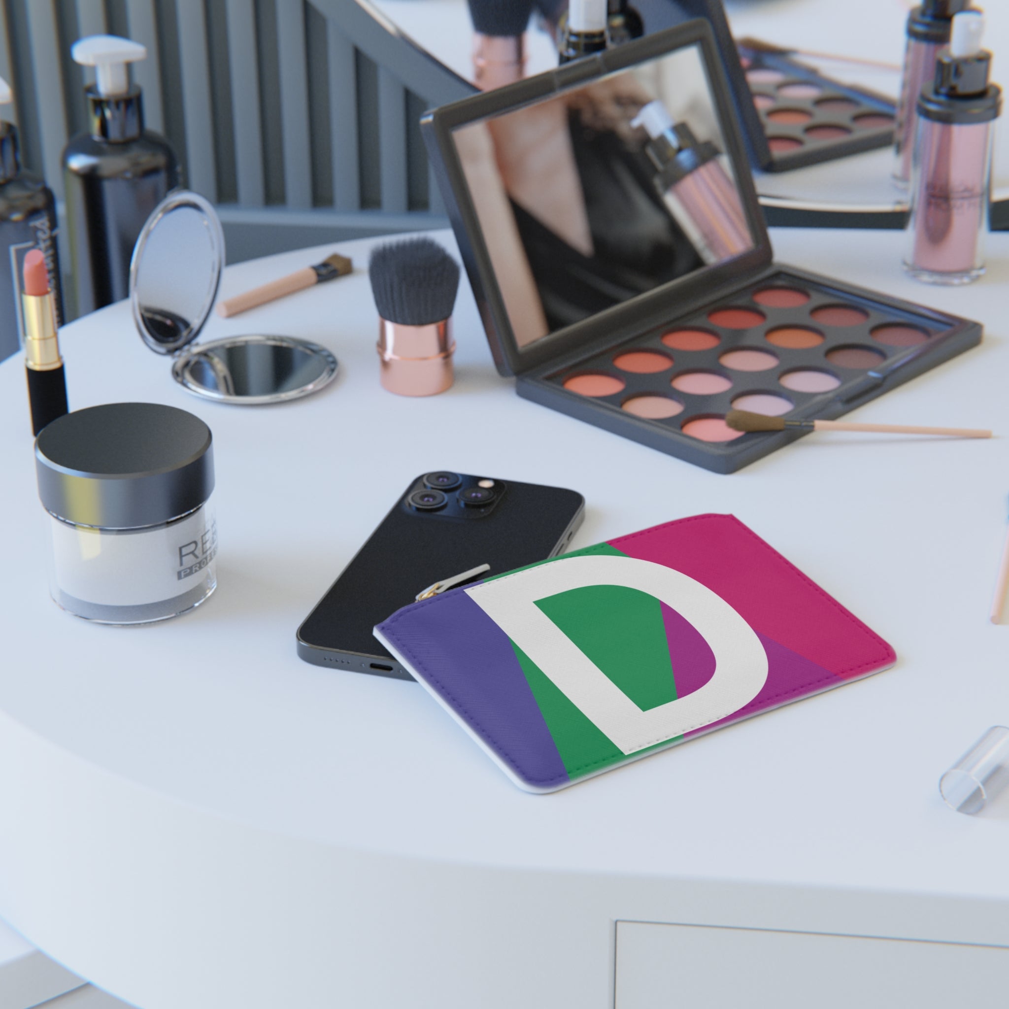 Intials D Mini Clutch — Colorblock Monogram Wristlet Wallet