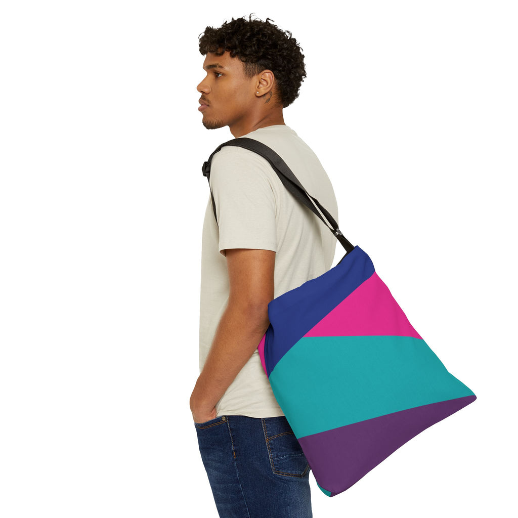Colorblock Geometric Tote Bag — Adjustable Strap, Bright Abstract Pattern
