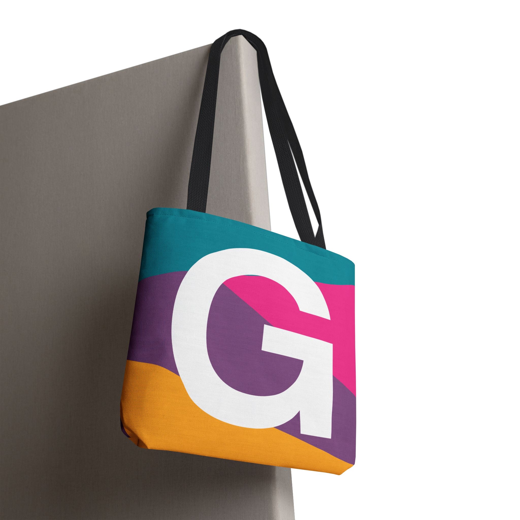 Monogram 'G' Colorblock Tote Bag — Personalized Initial G Shoulder Tote