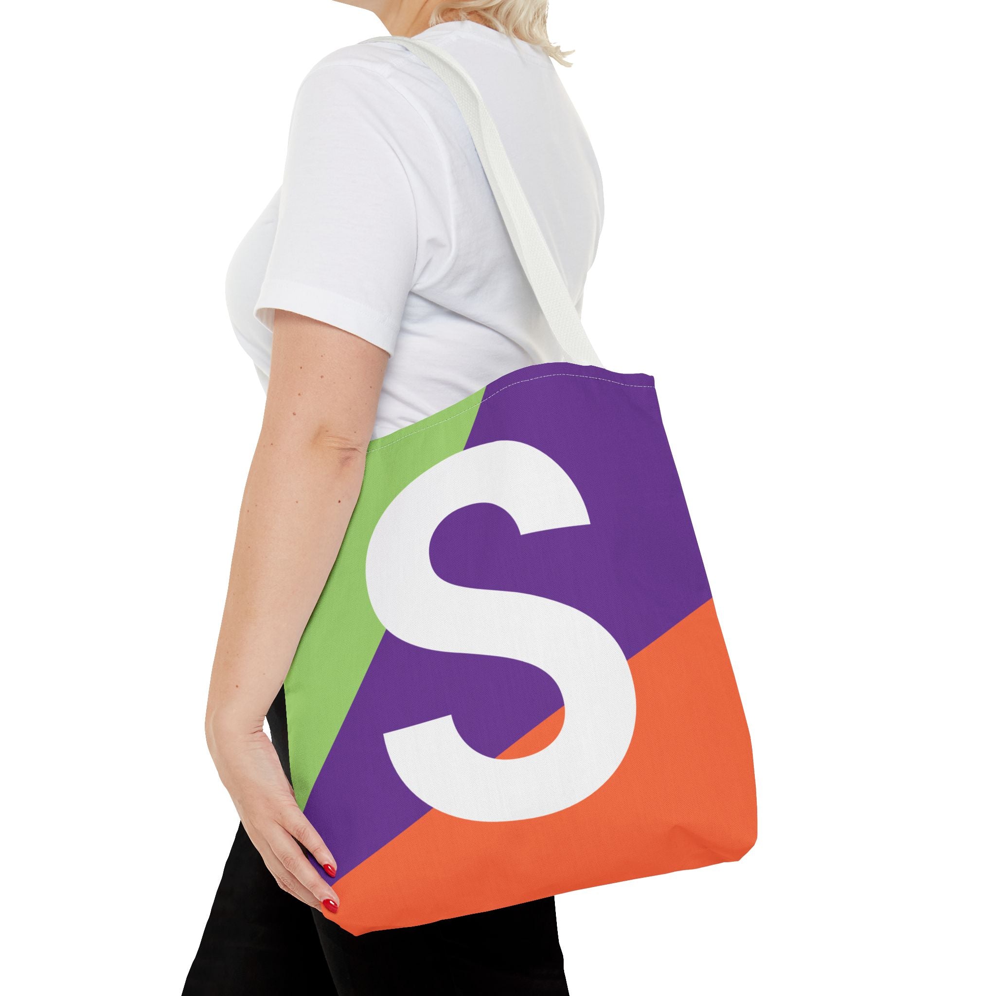Monogram 'S' Colorblock Tote Bag — Personalized Initial S Shoulder Tote
