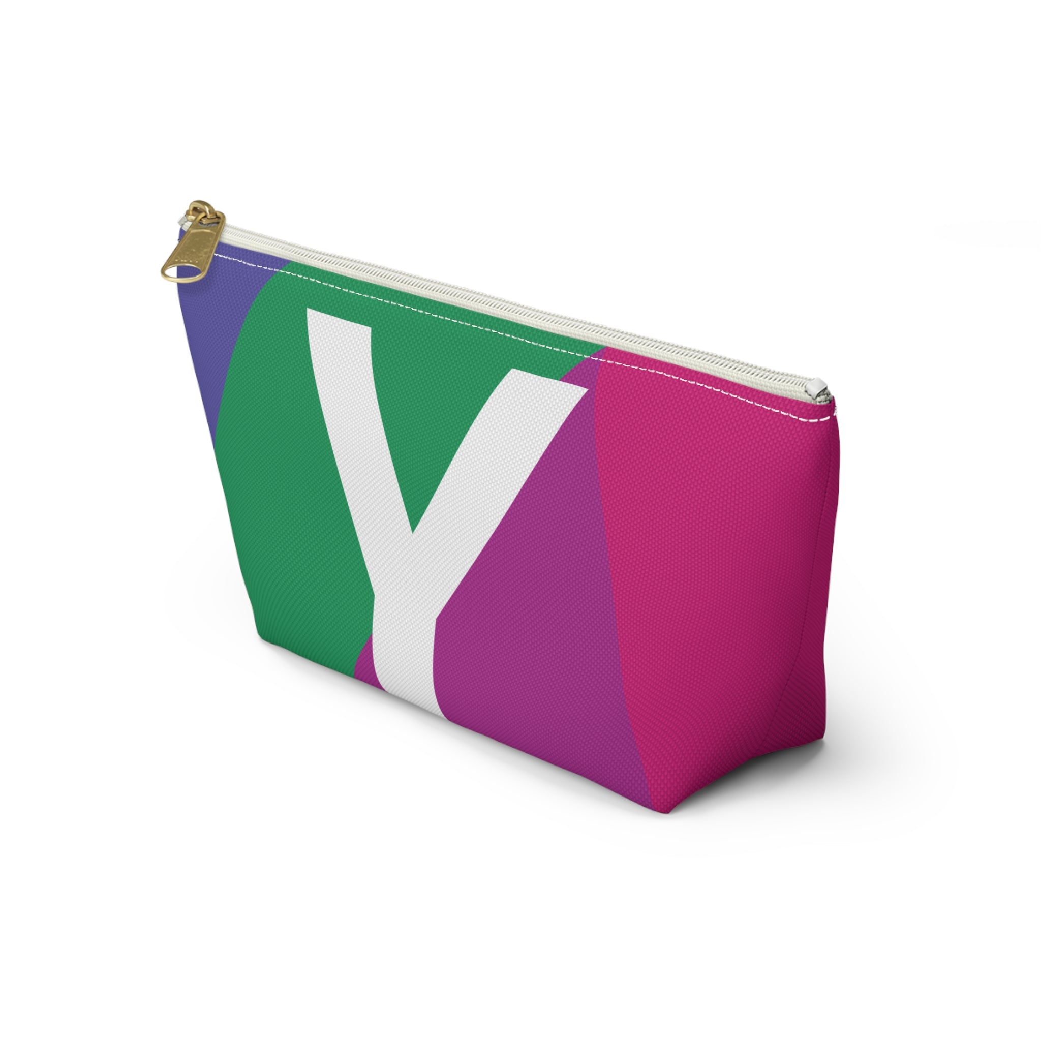 Initials Colorblock Accessory Pouch — Monogram Y T-Bottom Cosmetic Bag