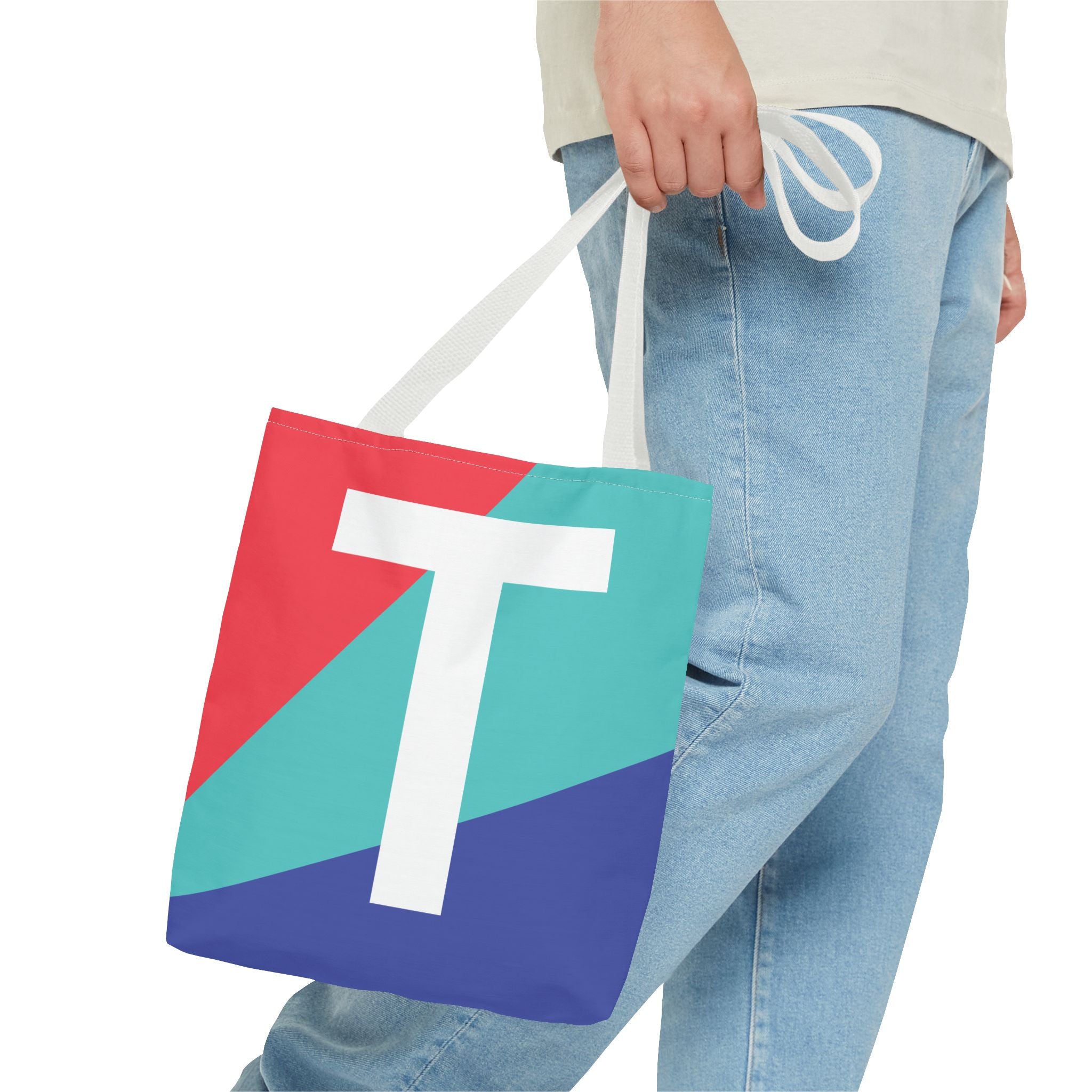 Monogram 'T' Colorblock Tote Bag — Personalized Initial T Shoulder Tote