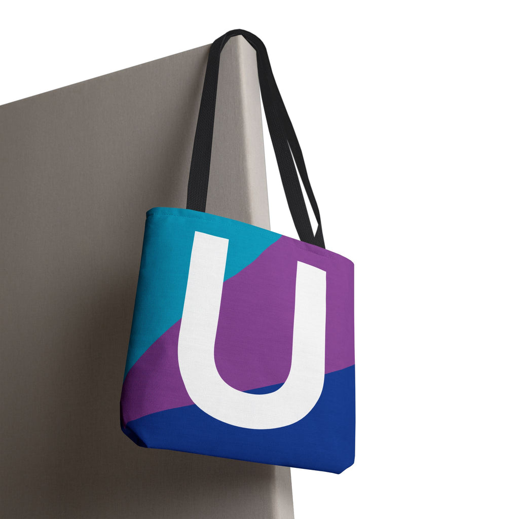 Monogram 'U' Colorblock Tote Bag — Personalized Initial U Shoulder Tote
