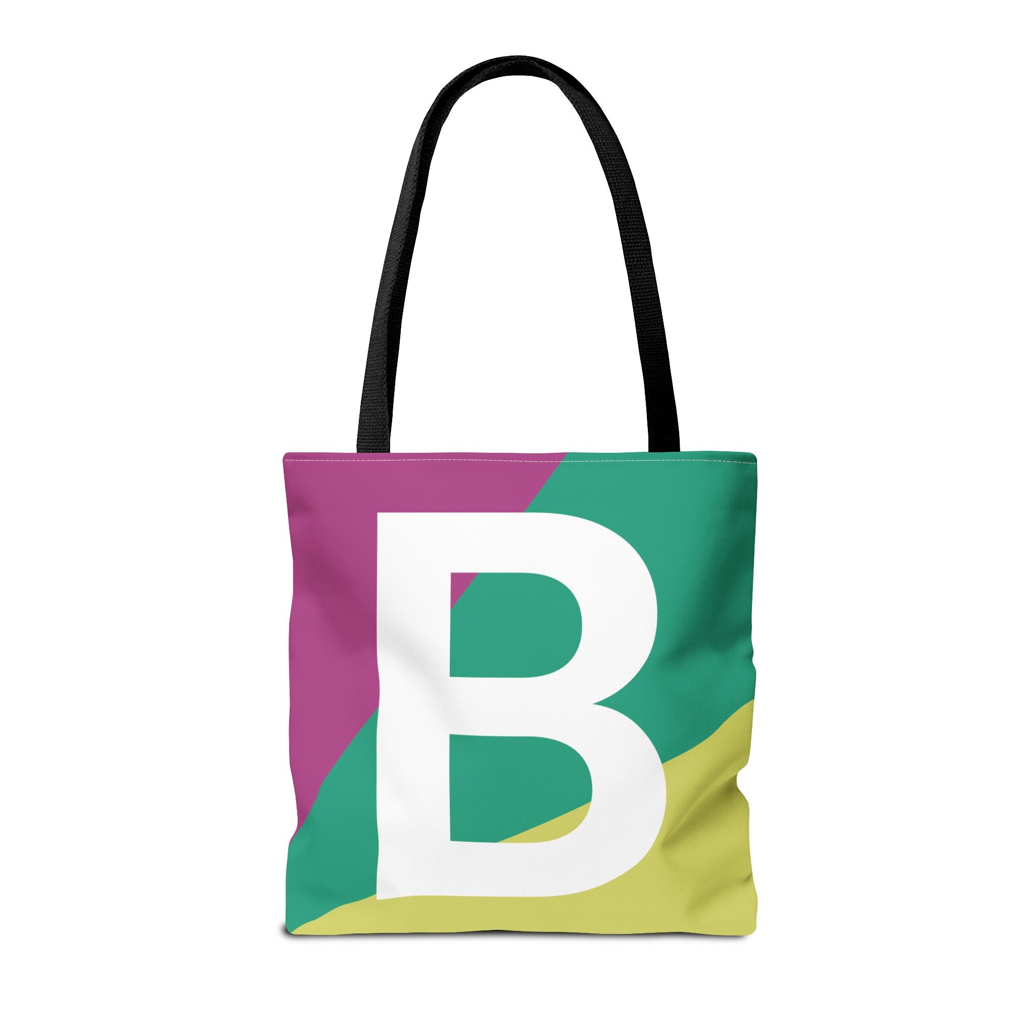 Monogram 'B' Colorblock Tote Bag — Personalized Initial B Shoulder Tote