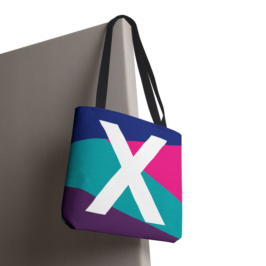Monogram 'X' Colorblock Tote Bag — Personalized Initial X Shoulder Tote