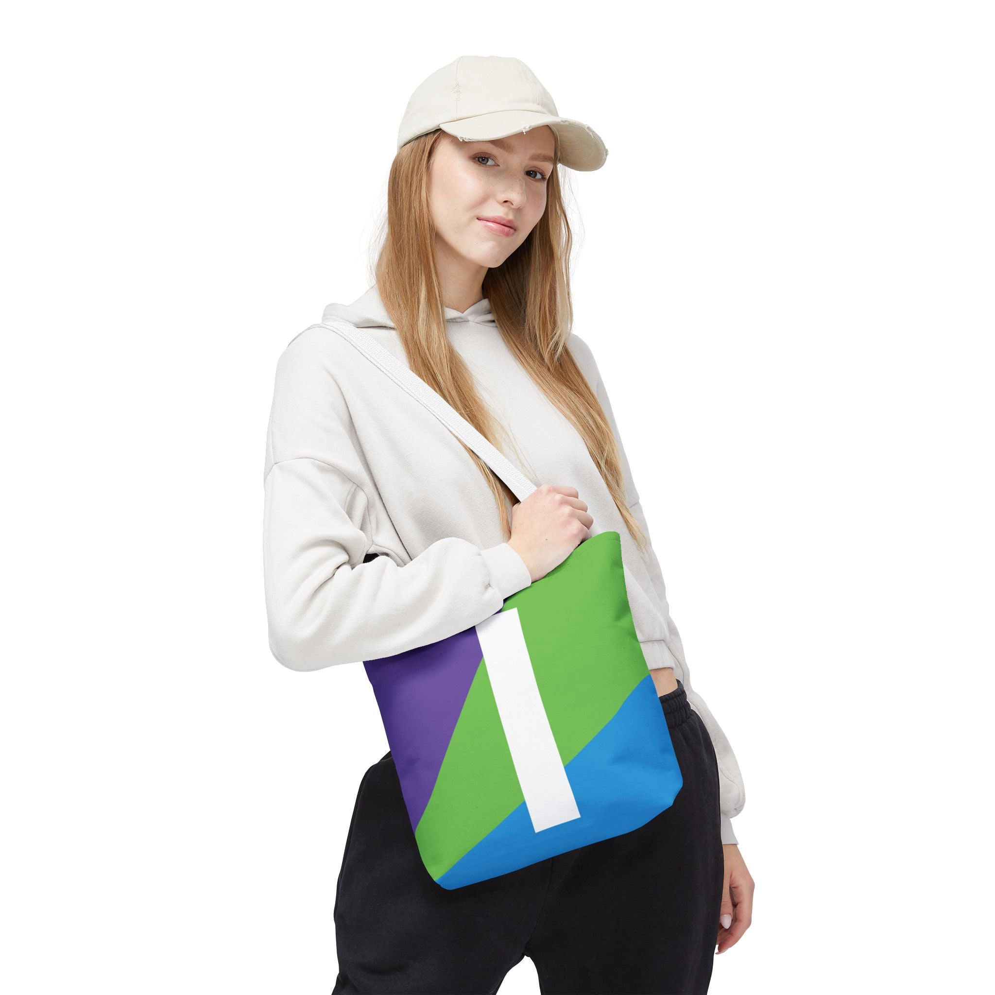 Monogram 'I' Colorblock Tote Bag — Personalized Initial I Shoulder Tote