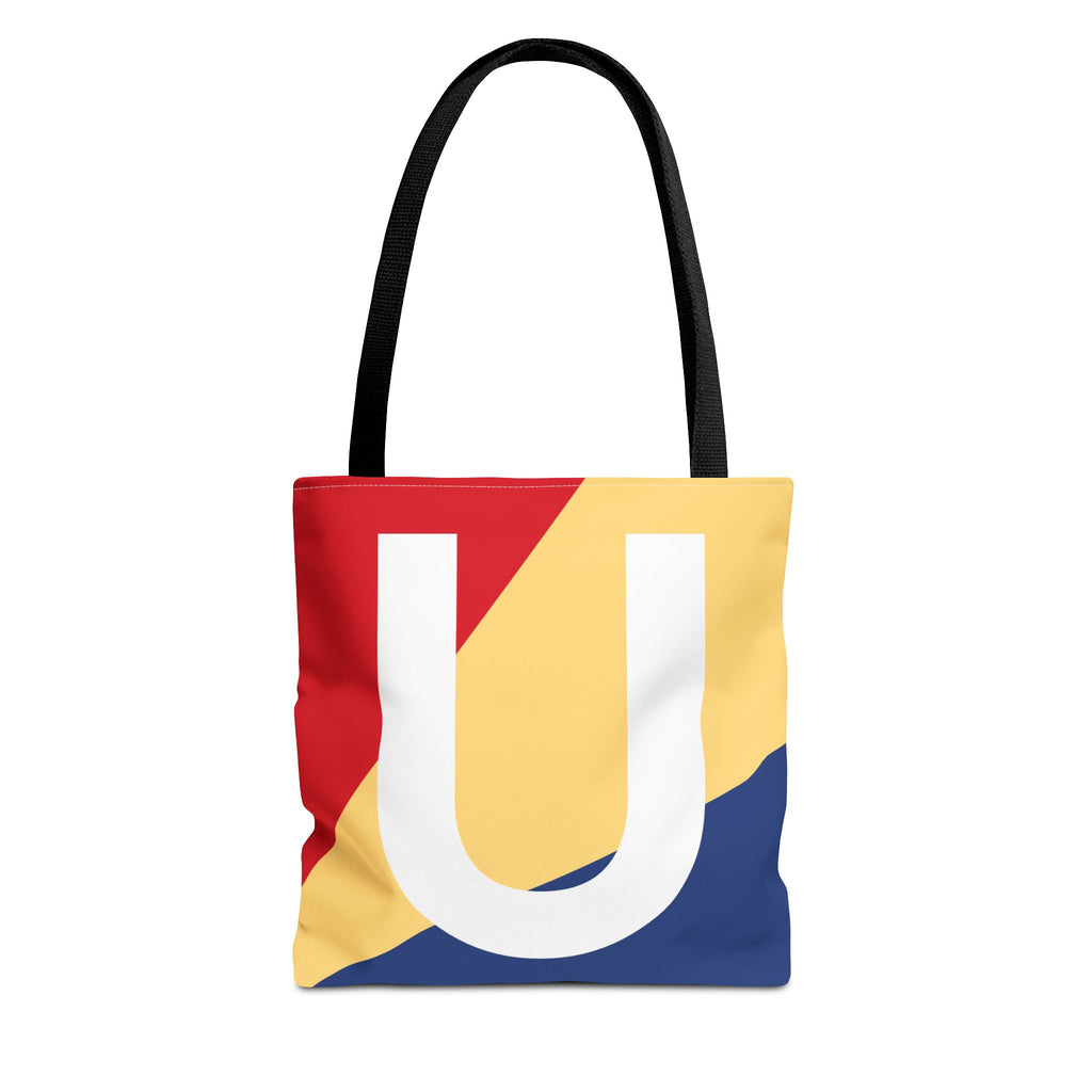 Monogram 'U' Colorblock Tote Bag — Personalized Initial U Shoulder Tote