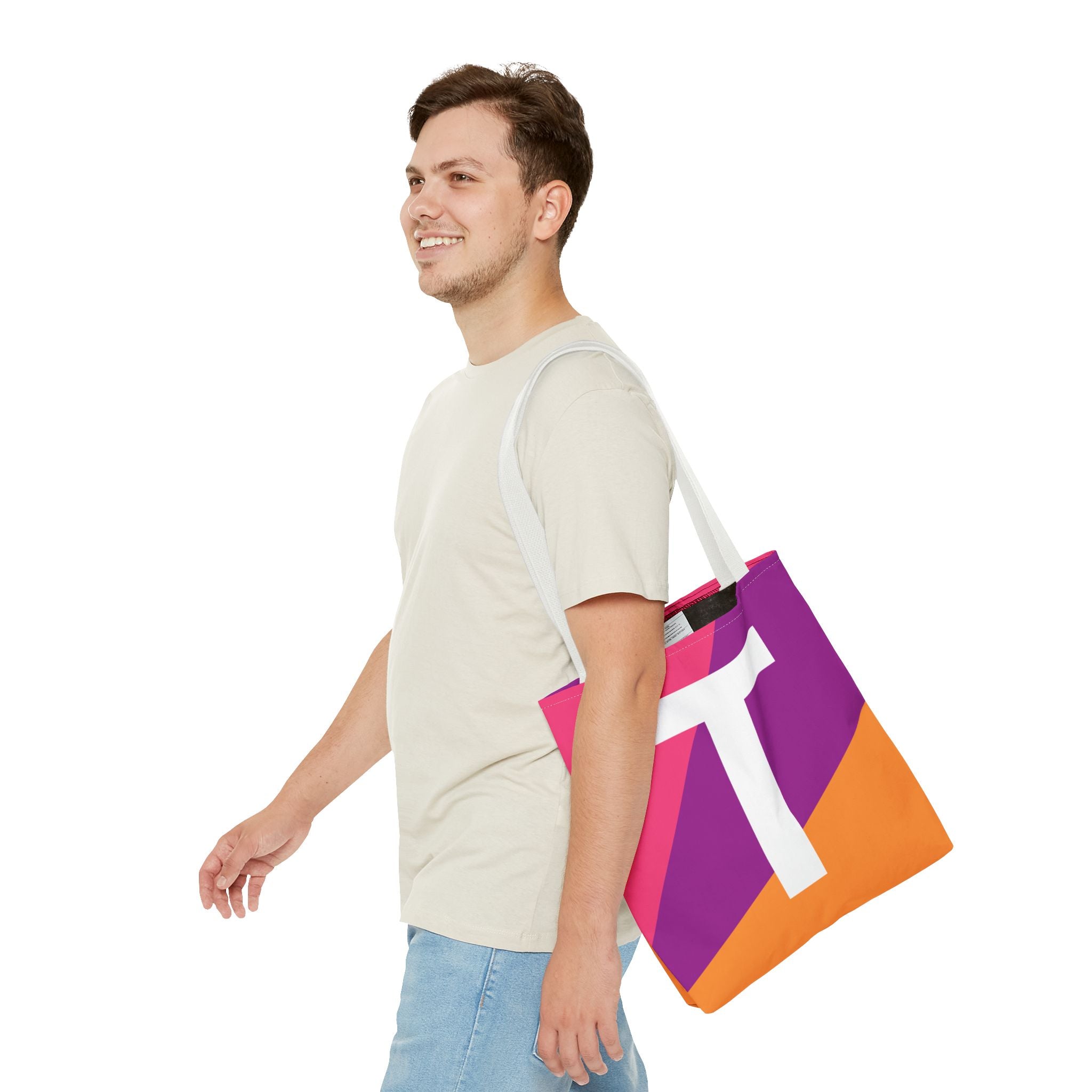 Monogram 'T' Colorblock Tote Bag — Personalized Initial T Shoulder Tote
