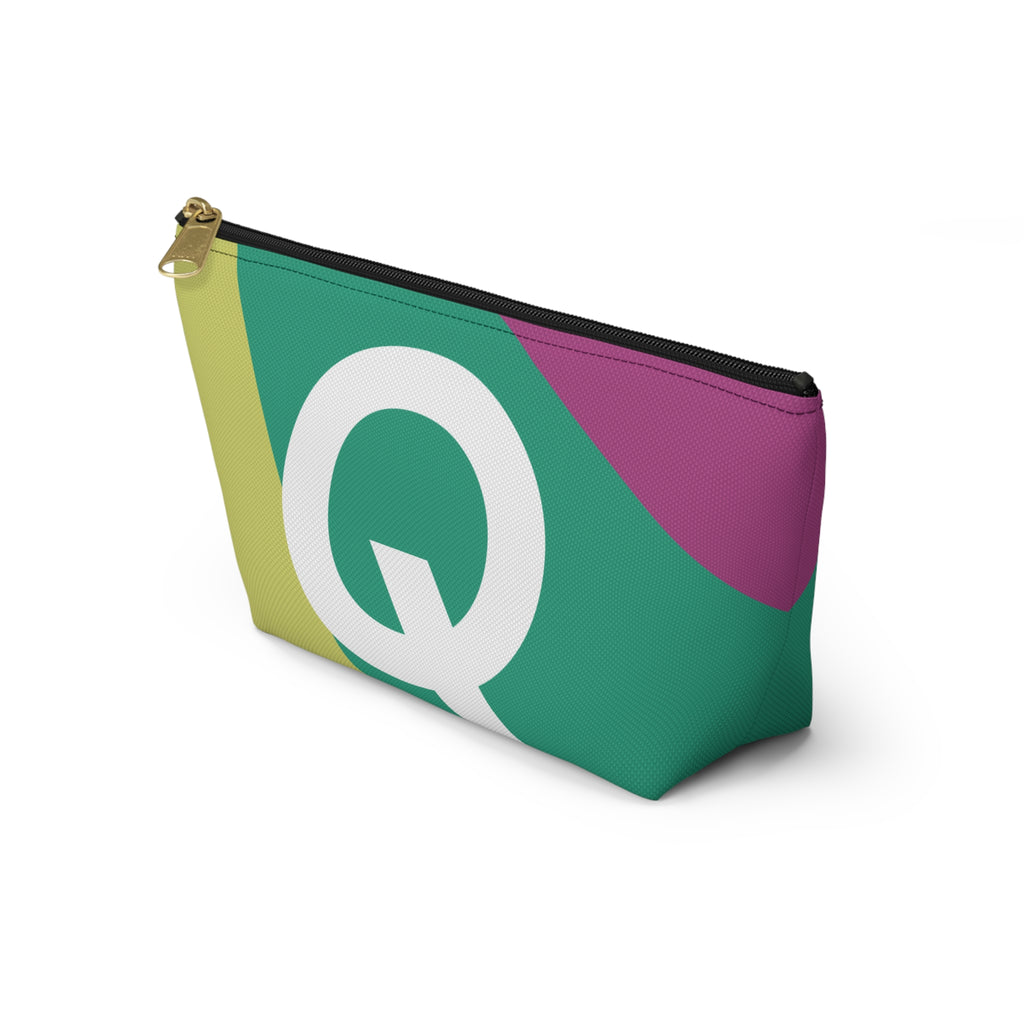 Initials Colorblock Accessory Pouch — Monogram Q T-Bottom Cosmetic Bag