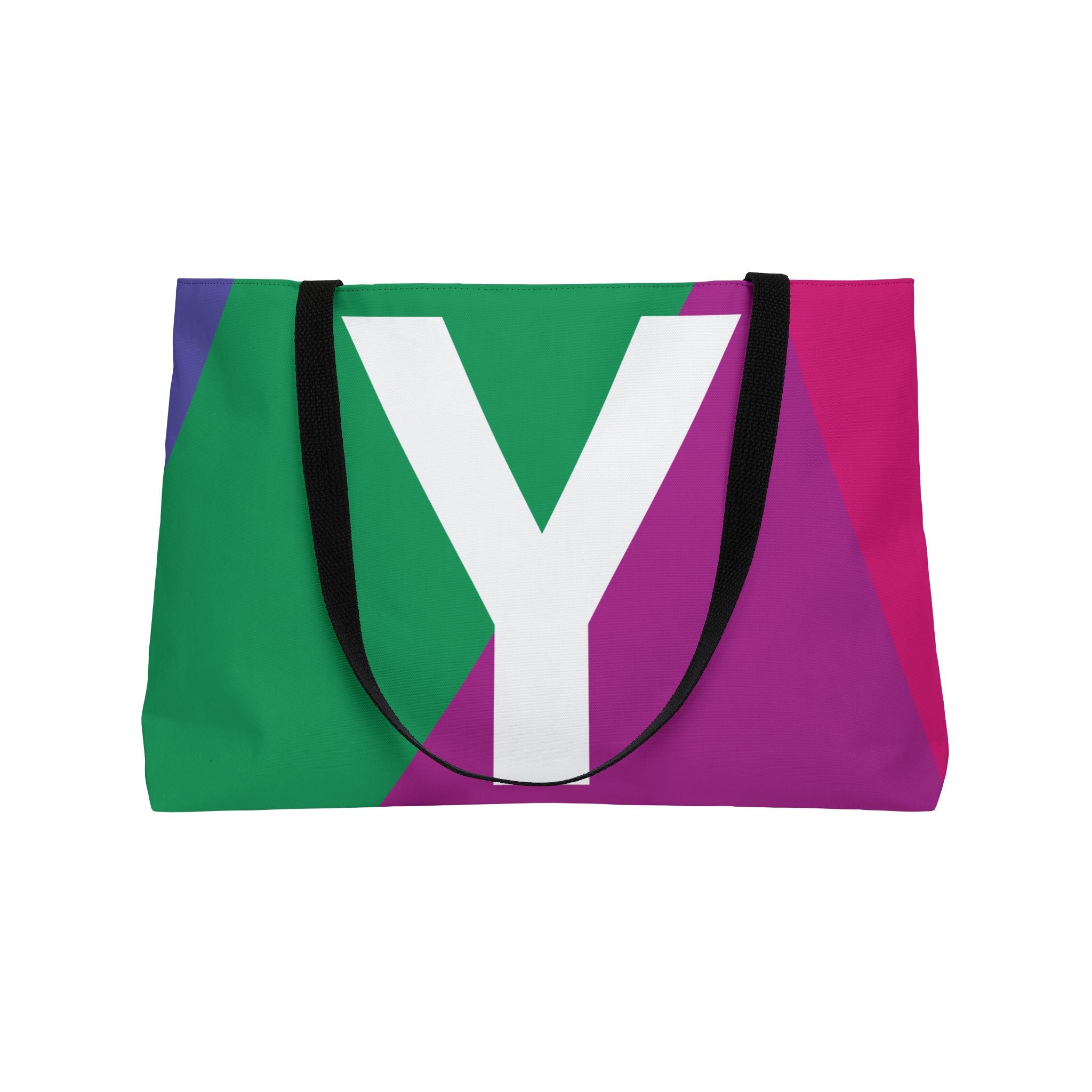 Personalized 'Y' Colorblock Tote Bag — Monogram Weekender Tote