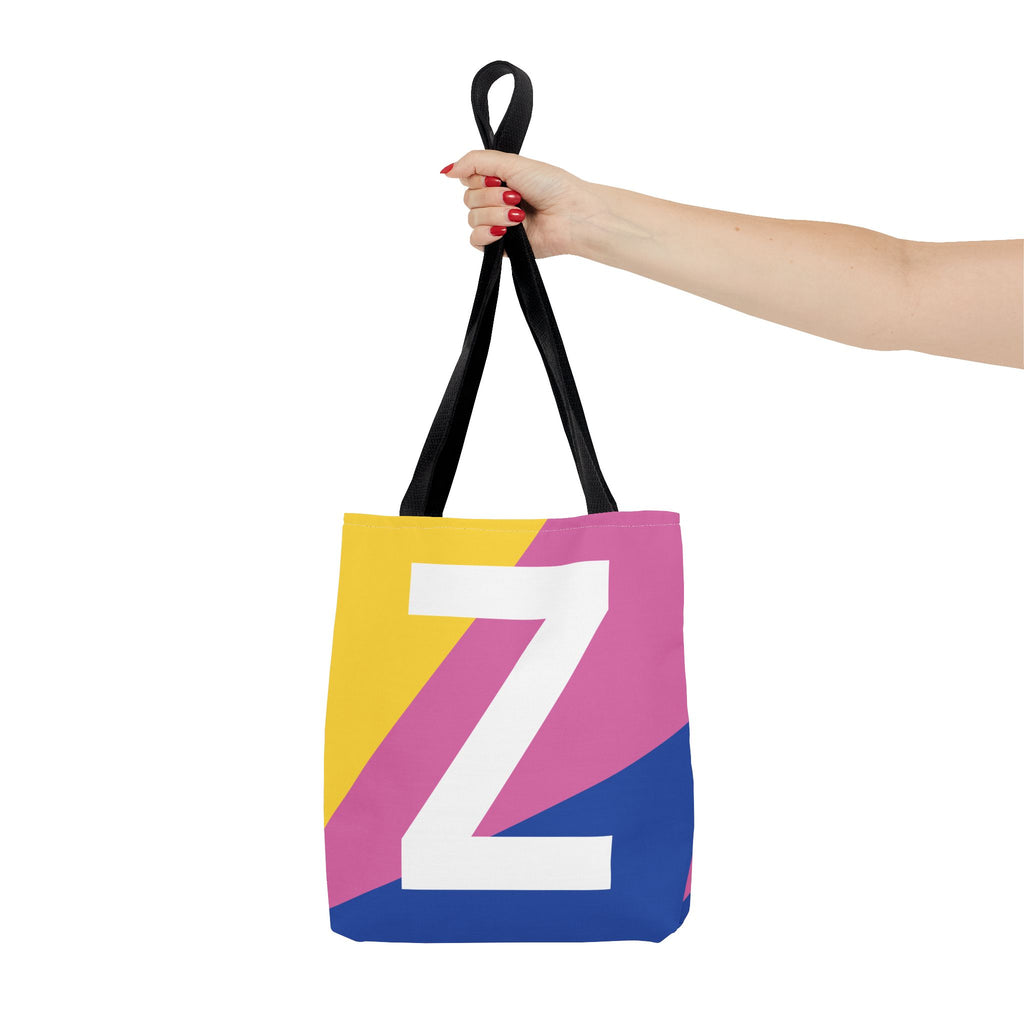 Monogram 'Z' Colorblock Tote Bag — Personalized Initial Z Shoulder Tote