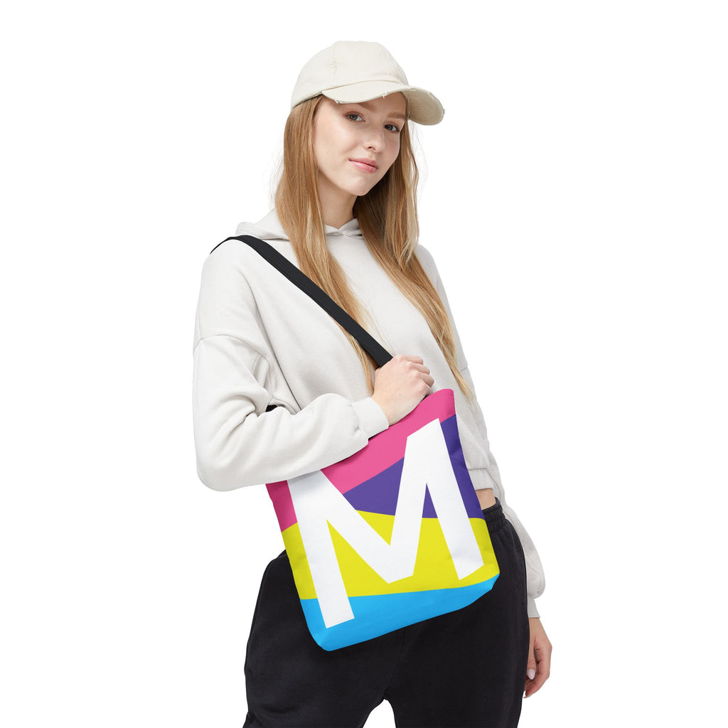 Monogram 'M' Colorblock Tote Bag — Personalized Initial M Shoulder Tote