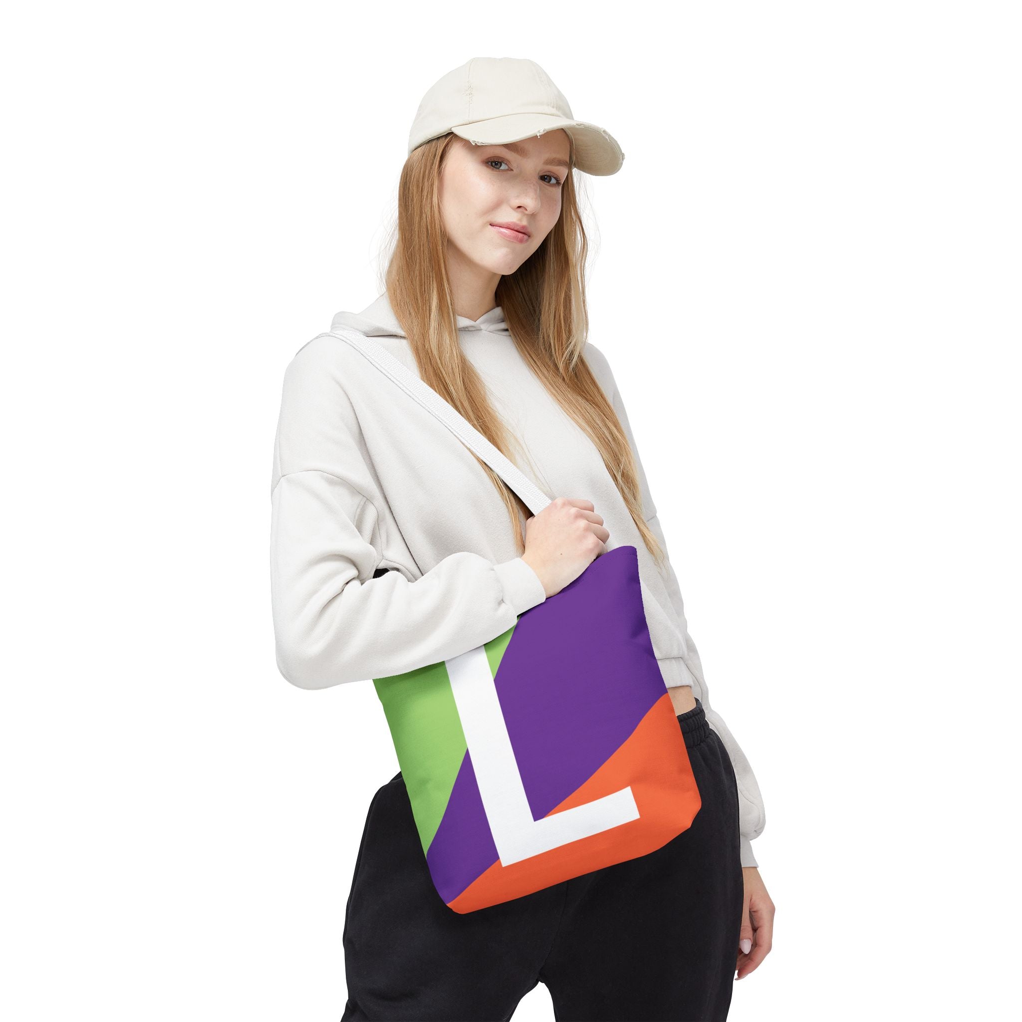 Monogram 'L' Colorblock Tote Bag — Personalized Initial L Shoulder Tote