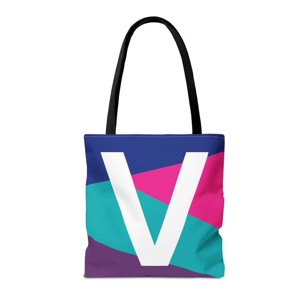 Monogram 'V' Colorblock Tote Bag — Personalized Initial V Shoulder Tote