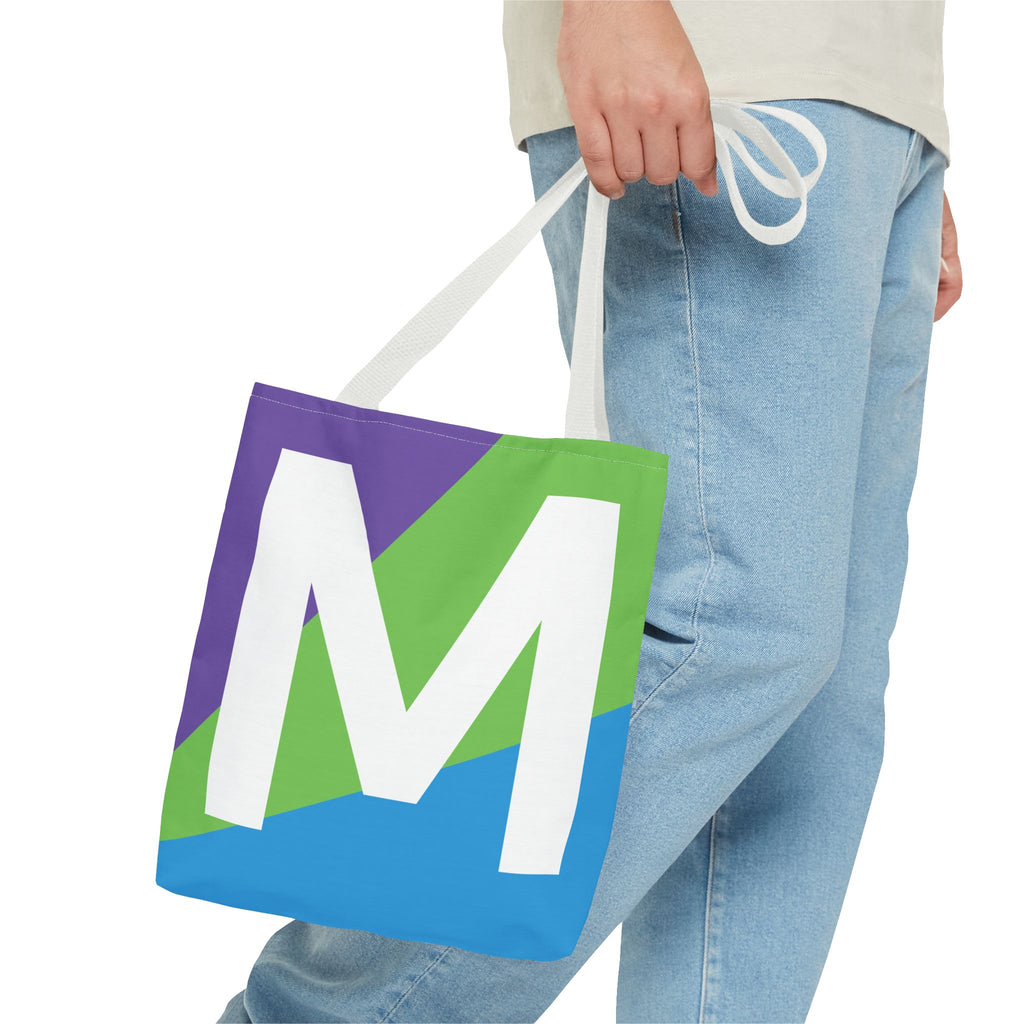 Monogram 'M' Colorblock Tote Bag — Personalized Initial M Shoulder Tote