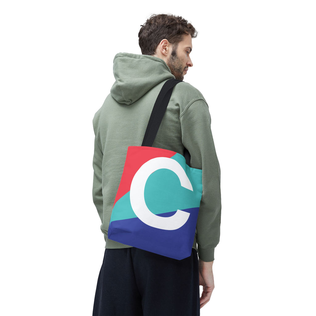 Monogram 'C' Colorblock Tote Bag — Personalized Initial C Shoulder Tote