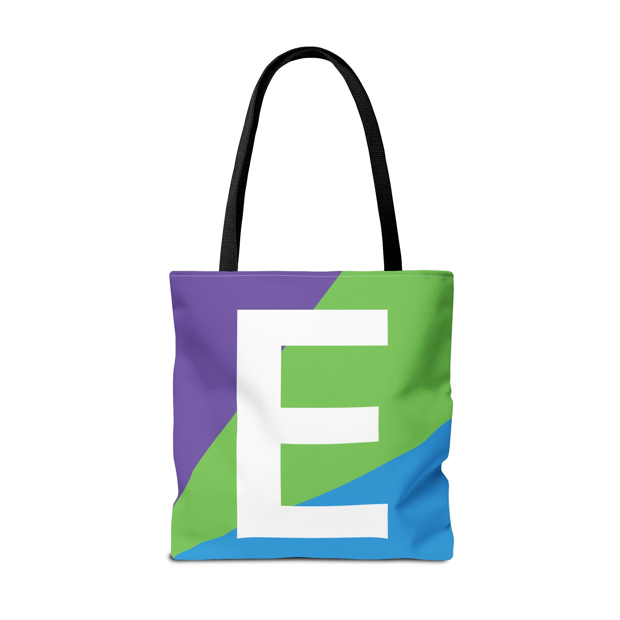 Monogram 'E' Colorblock Tote Bag — Personalized Initial E Shoulder Tote