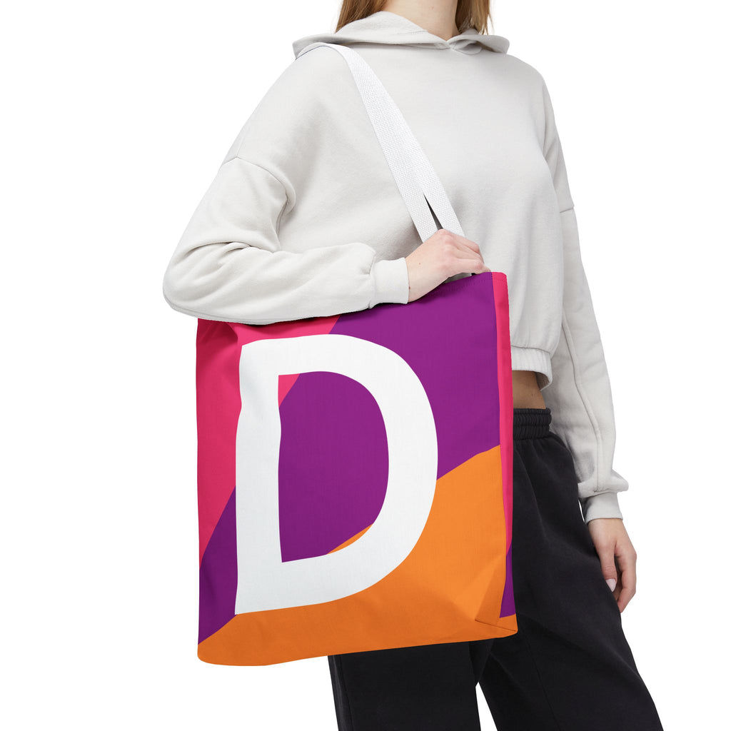 Monogram 'D' Colorblock Tote Bag — Personalized Initial D Shoulder Tote