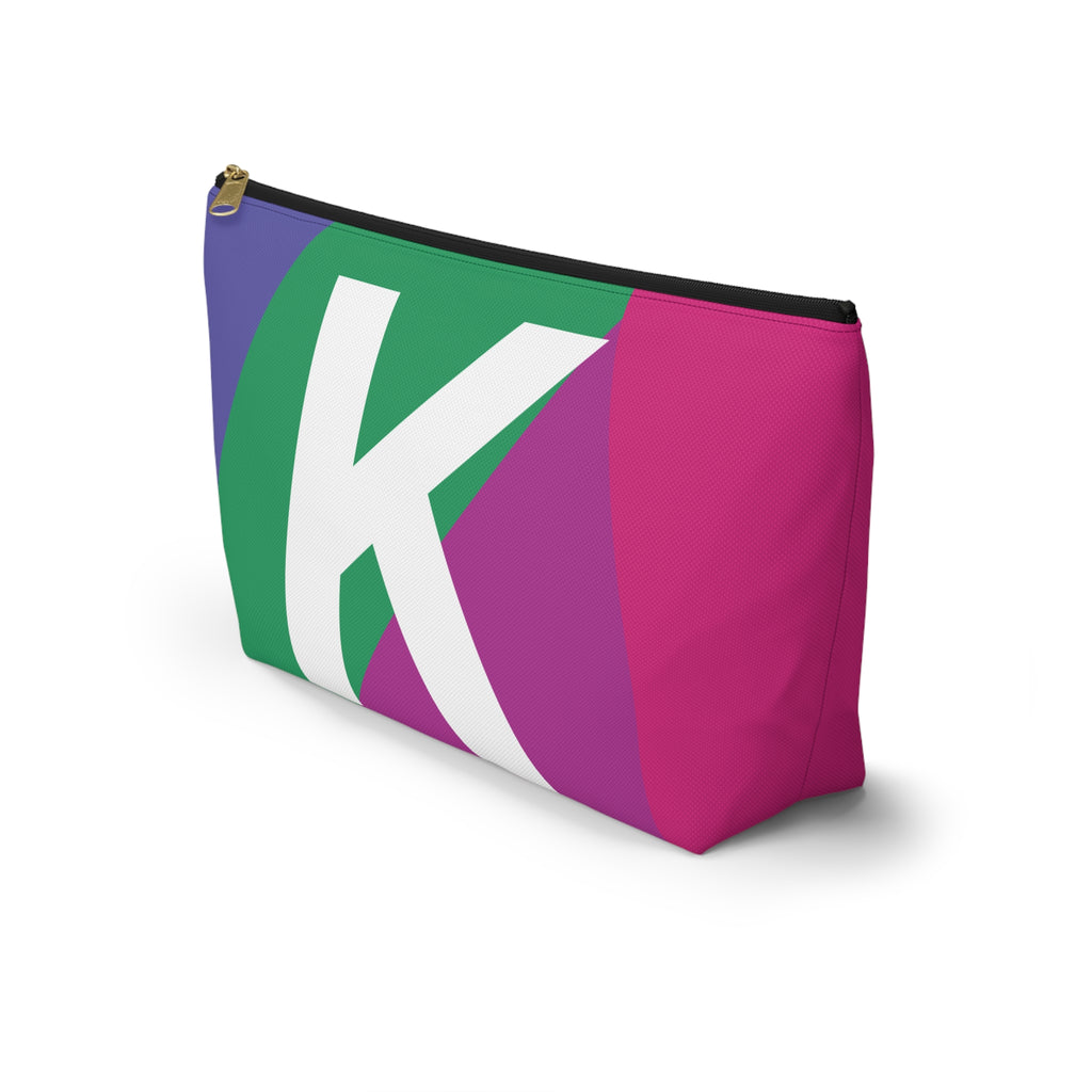 Initials Colorblock Accessory Pouch — Monogram K T-Bottom Cosmetic Bag