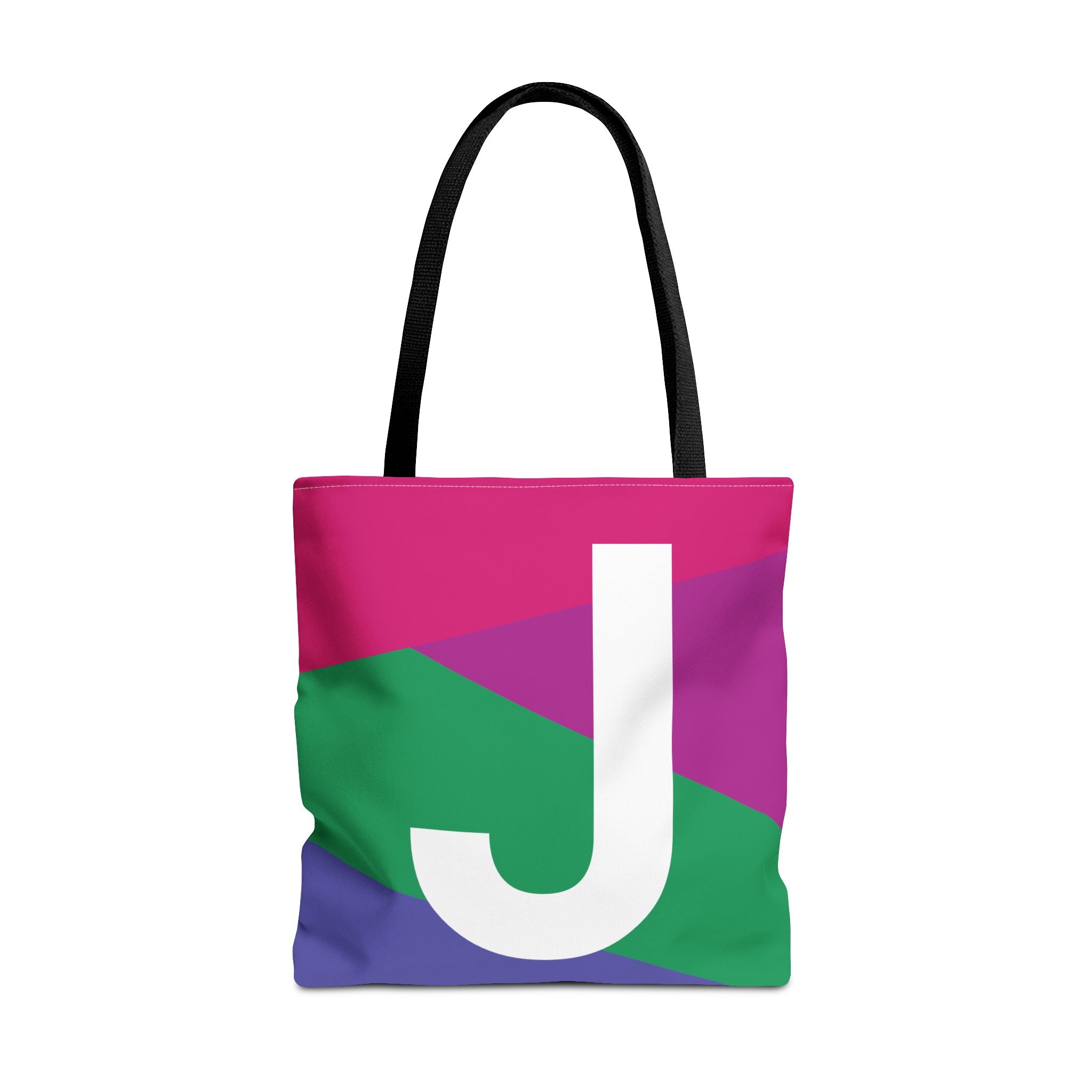 Monogram 'J' Colorblock Tote Bag — Personalized Initial J Shoulder Tote