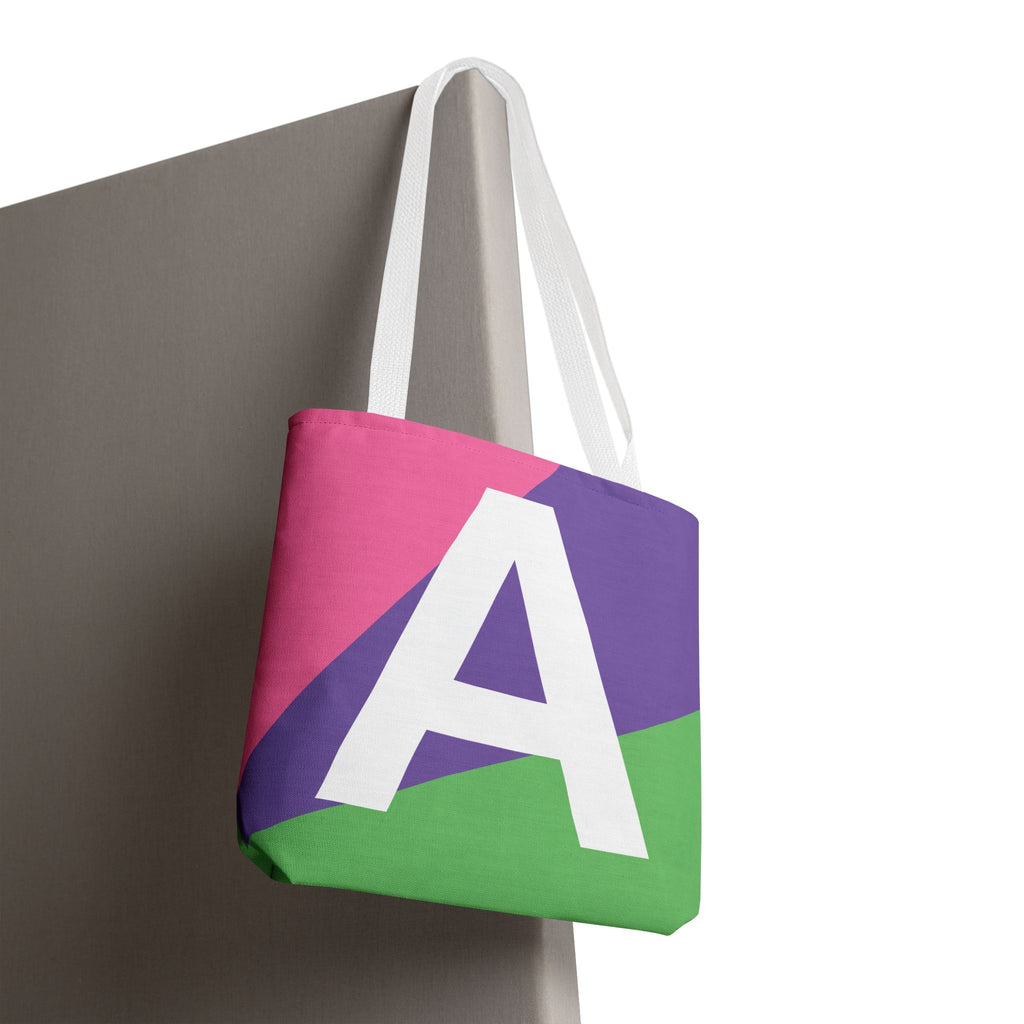 Monogram 'A' Colorblock Tote Bag — Personalized Initial A Shoulder Tote