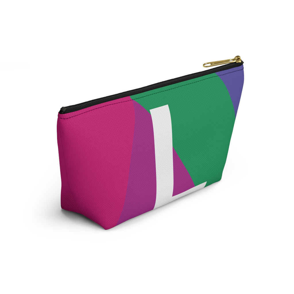 Initials Colorblock Accessory Pouch — Monogram L T-Bottom Cosmetic Bag