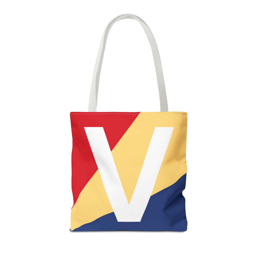 Monogram 'V' Colorblock Tote Bag — Personalized Initial V Shoulder Tote