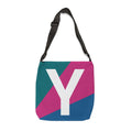Initial Letter 'Y' Colorblock Adjustable Tote Bag — Monogram Alphabet Shoulder Bag