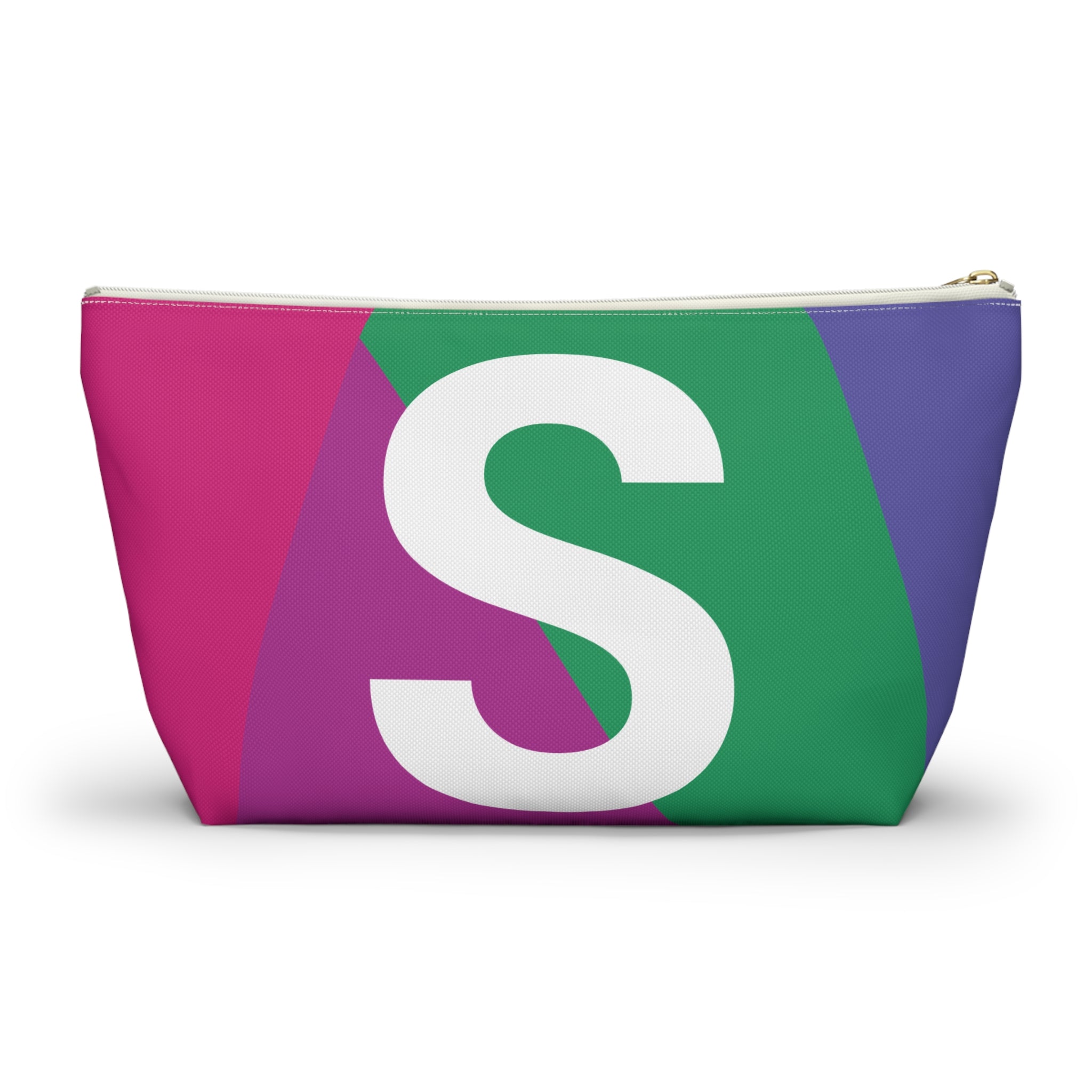 Initials Colorblock Accessory Pouch — Monogram S T-Bottom Cosmetic Bag