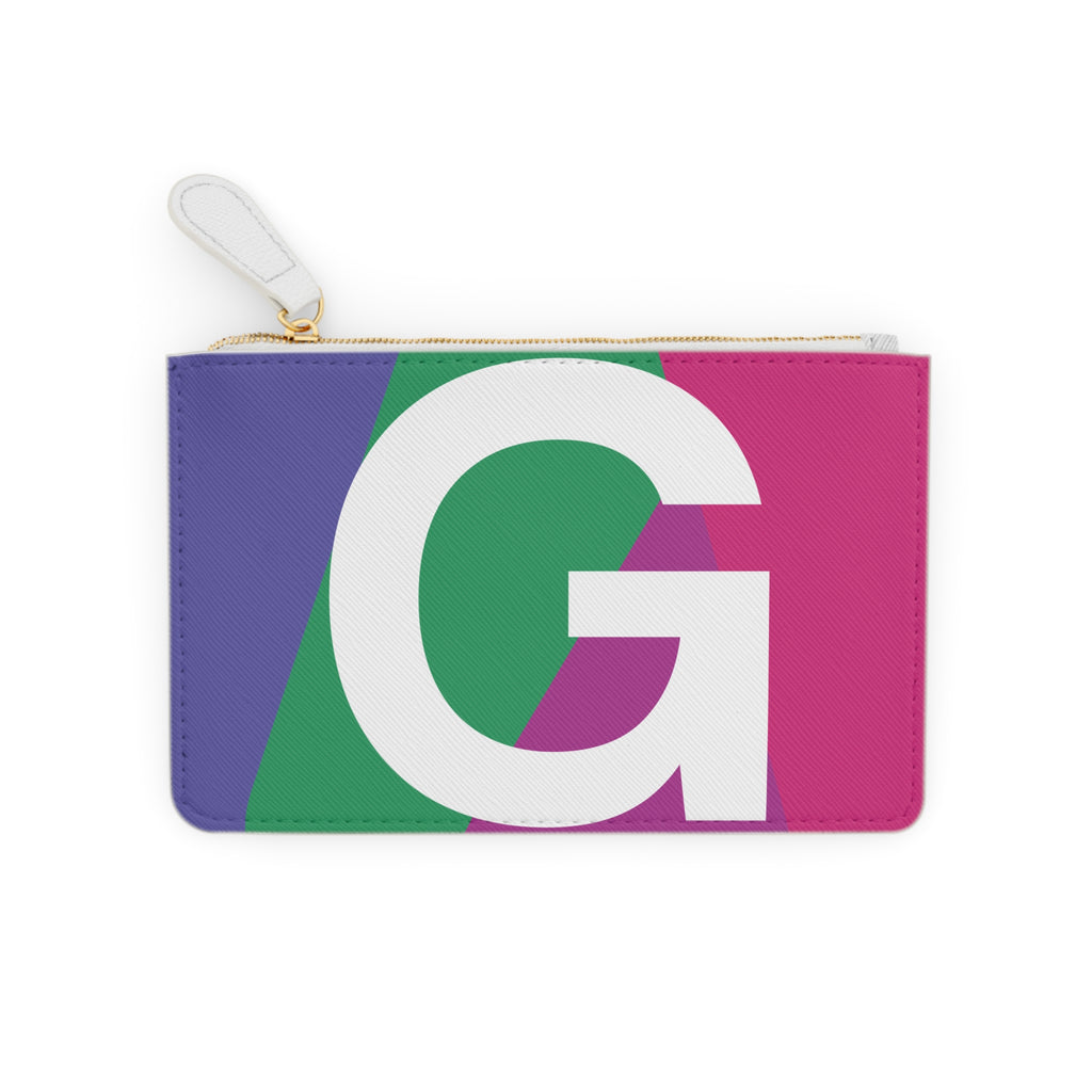 Initial G Mini Clutch — Colorblock Monogram Wristlet Wallet