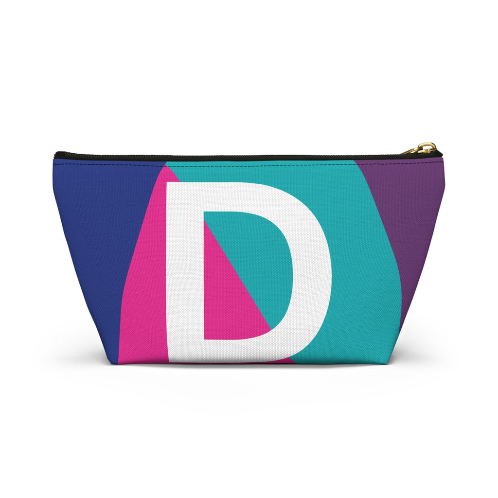Initials Colorblock Accessory Pouch — Monogram D T-Bottom Cosmetic Bag
