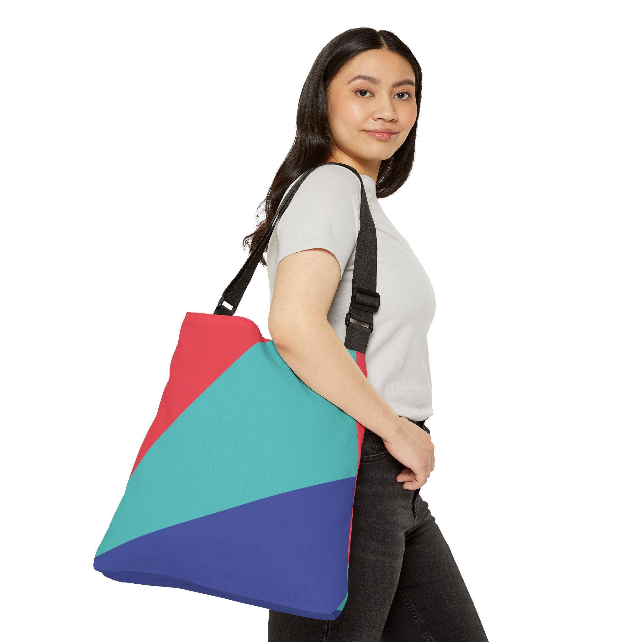 Colorblock Geometric Tote Bag — Adjustable Strap, Bright Abstract Pattern
