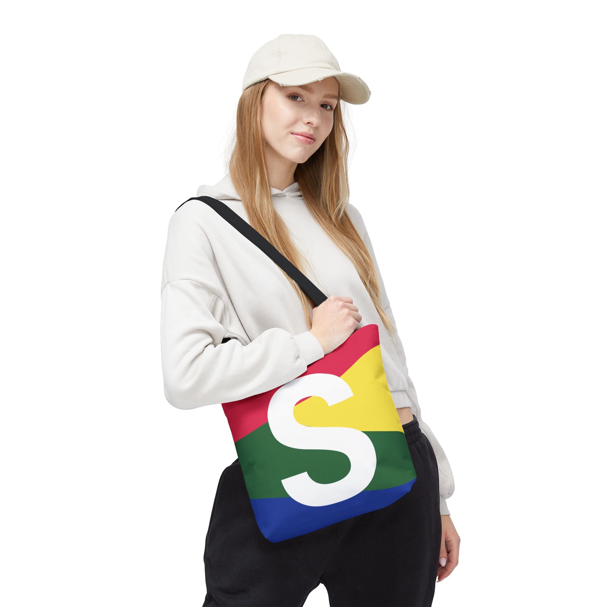 Monogram 'S' Colorblock Tote Bag — Personalized Initial S Shoulder Tote