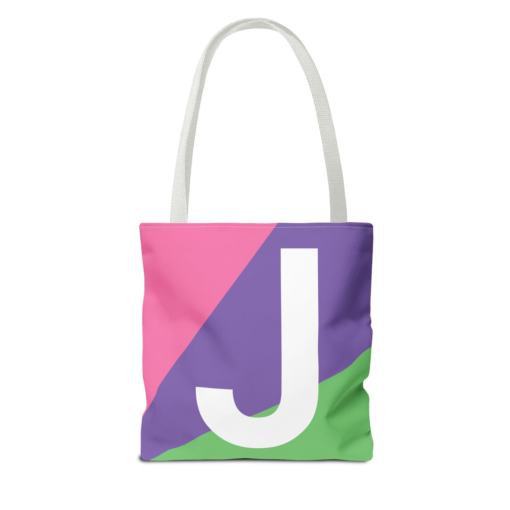Monogram 'J' Colorblock Tote Bag — Personalized Initial J Shoulder Tote