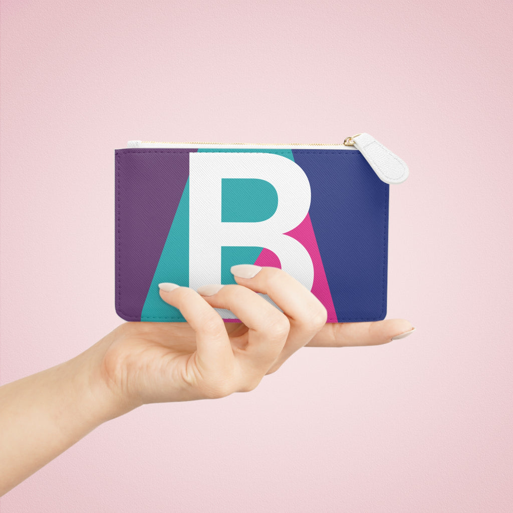 Initial B Mini Clutch — Colorblock Monogram Wristlet Wallet