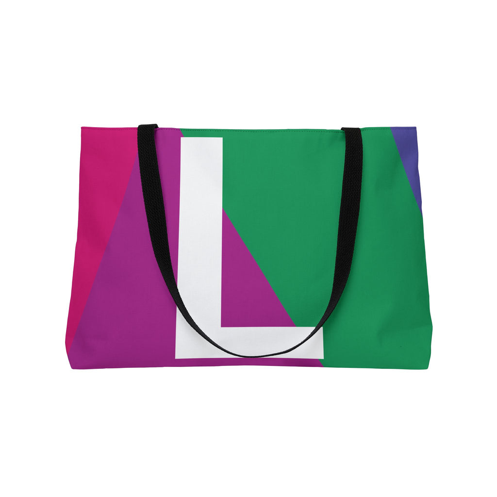 Personalized 'L' Colorblock Tote Bag — Monogram Weekender Tote