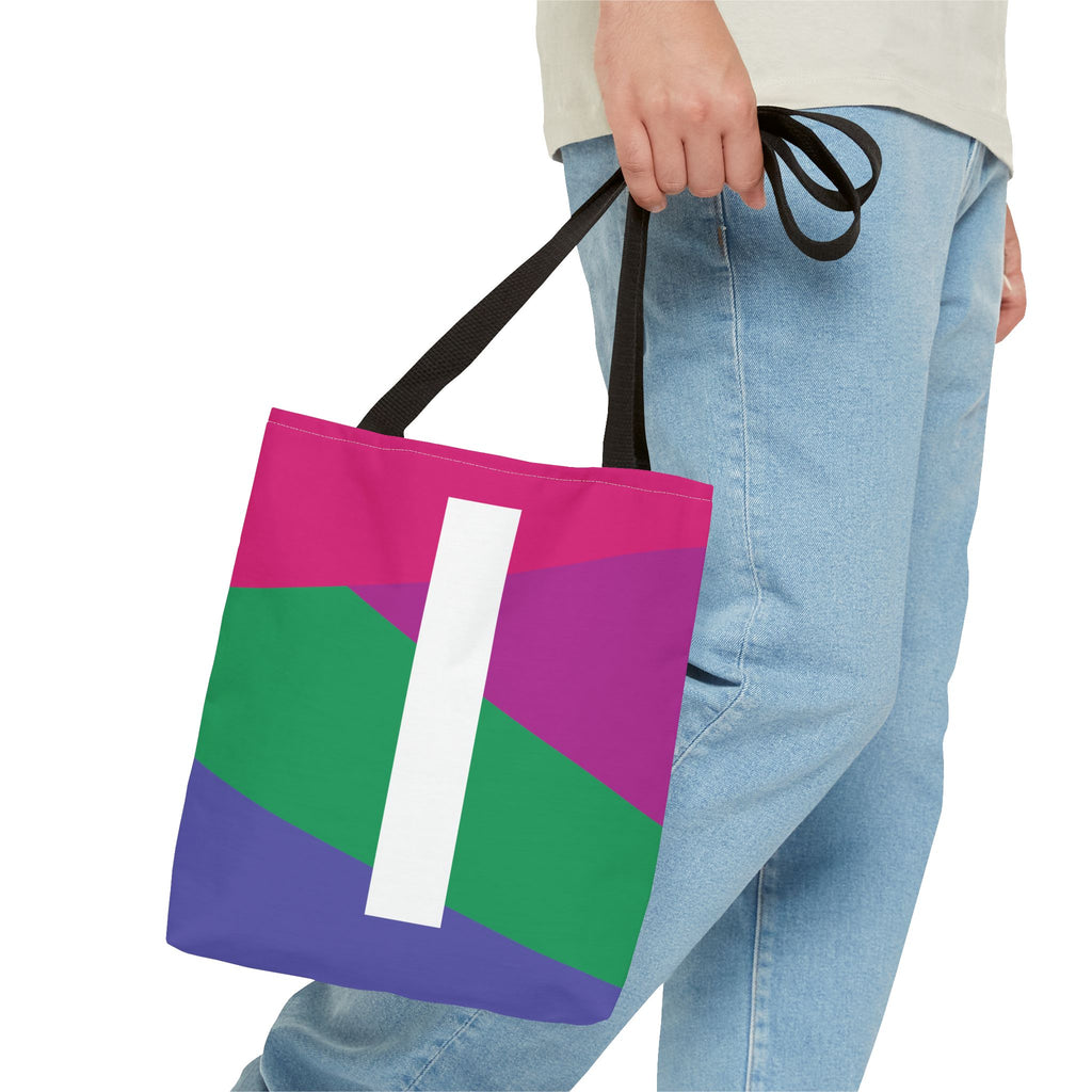 Monogram 'I' Colorblock Tote Bag — Personalized Initial I Shoulder Tote