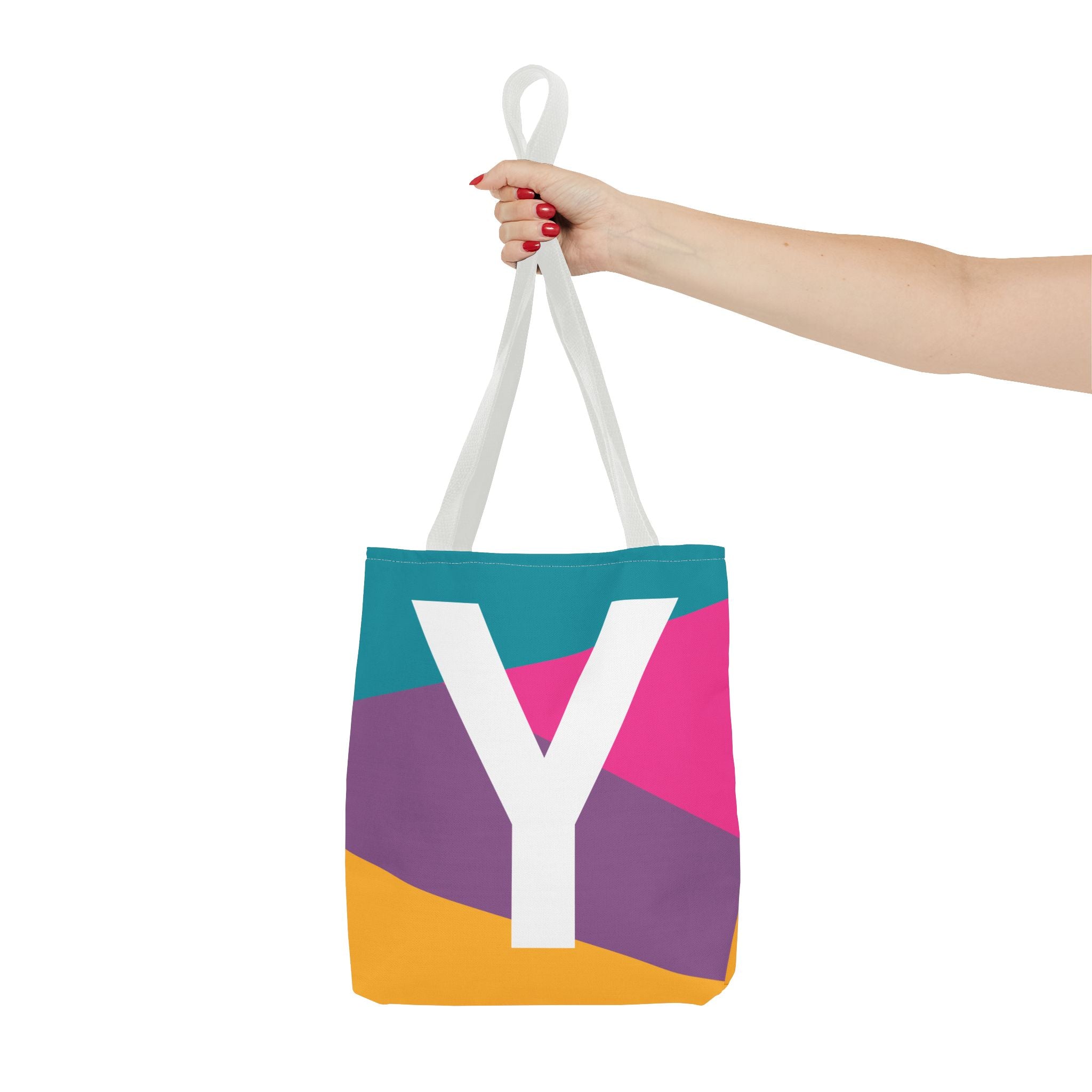 Monogram 'Y' Colorblock Tote Bag — Personalized Initial Y Shoulder Tote