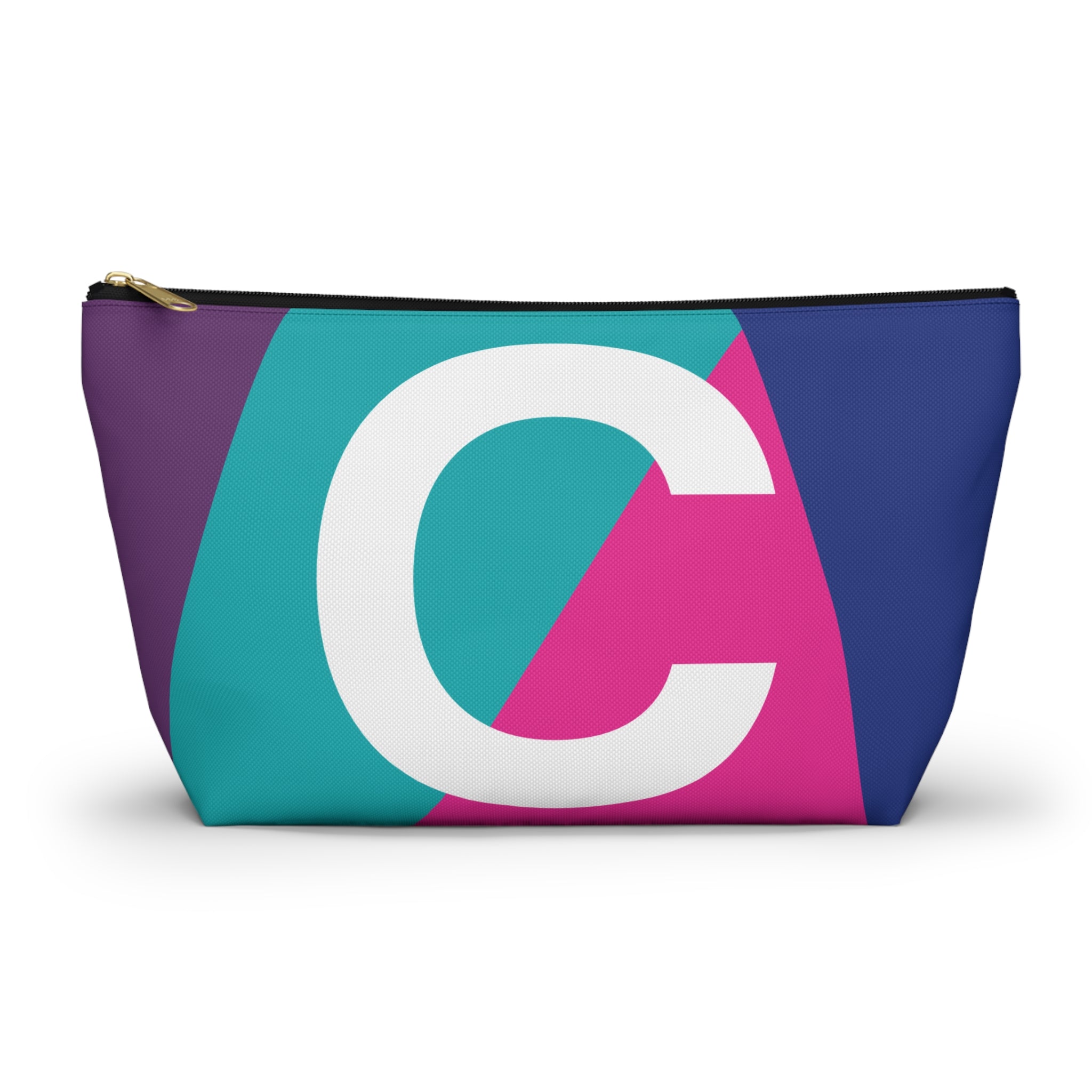 Initials Colorblock Accessory Pouch — Monogram C T-Bottom Cosmetic Bag