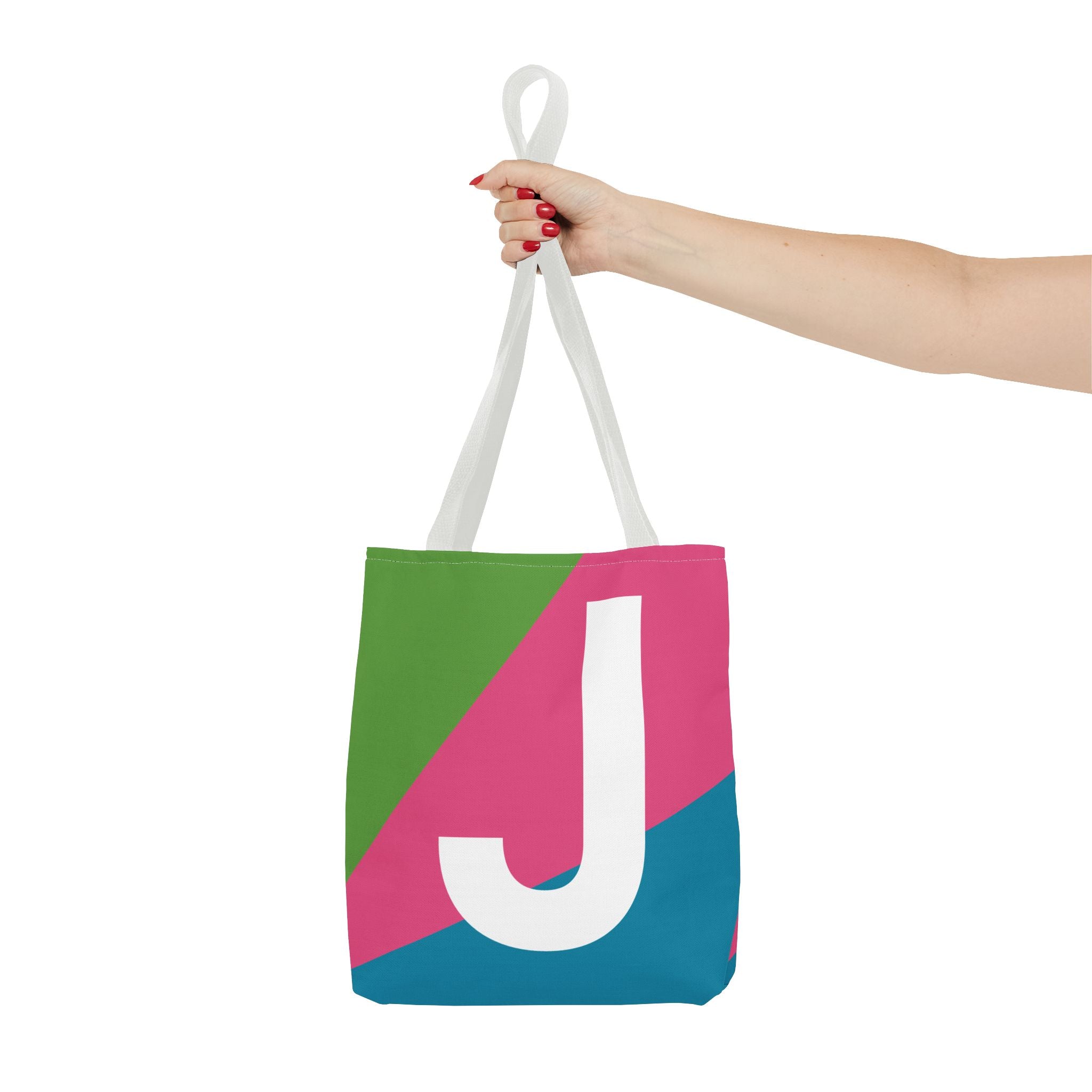 Monogram 'J' Colorblock Tote Bag — Personalized Initial J Shoulder Tote