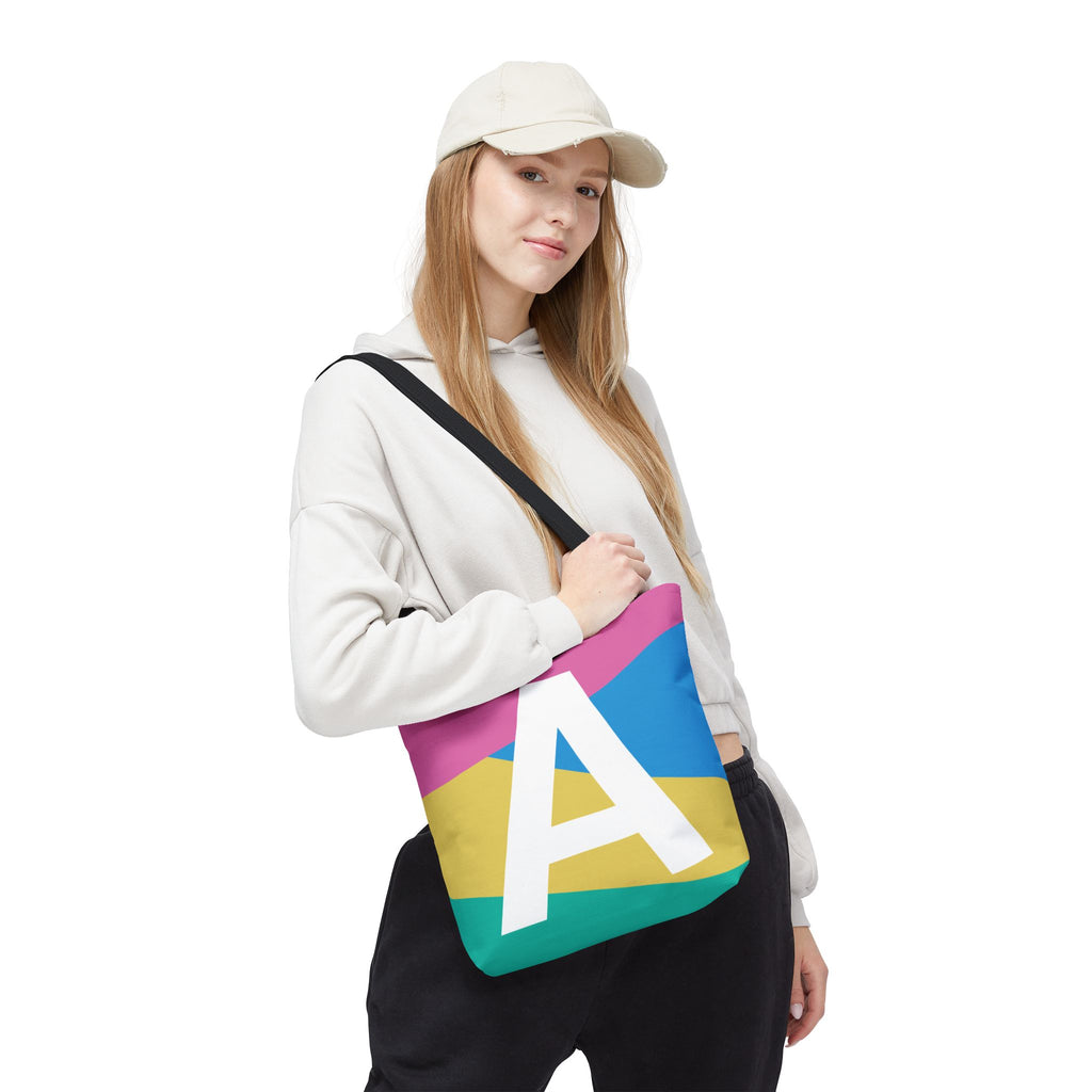 Monogram 'A' Colorblock Tote Bag — Personalized Initial A Shoulder Tote