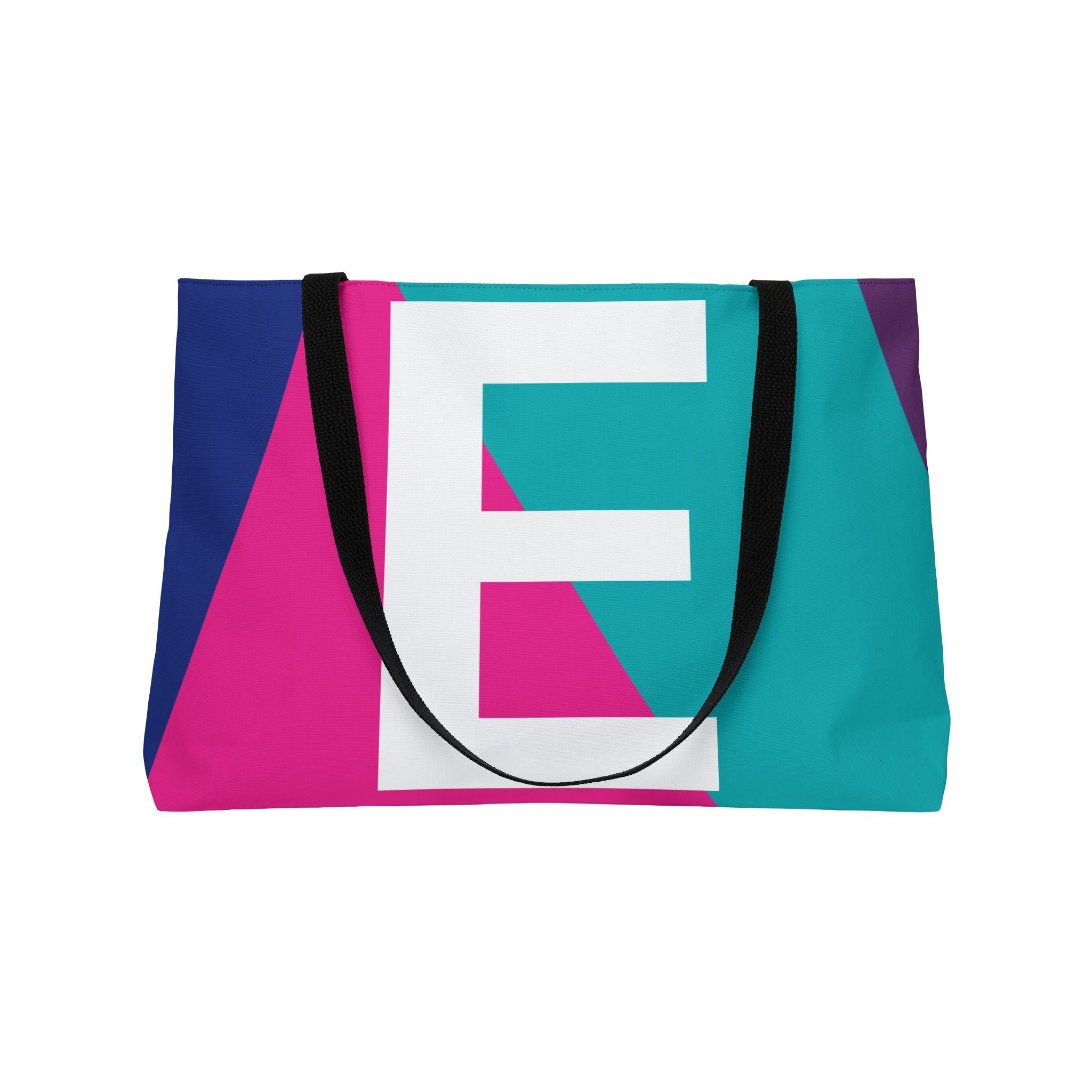 Personalized 'E' Colorblock Tote Bag — Monogram Weekender Tote