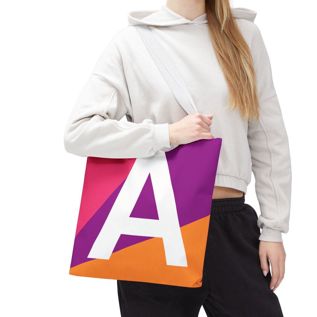 Monogram 'A' Colorblock Tote Bag — Personalized Initial A Shoulder Tote