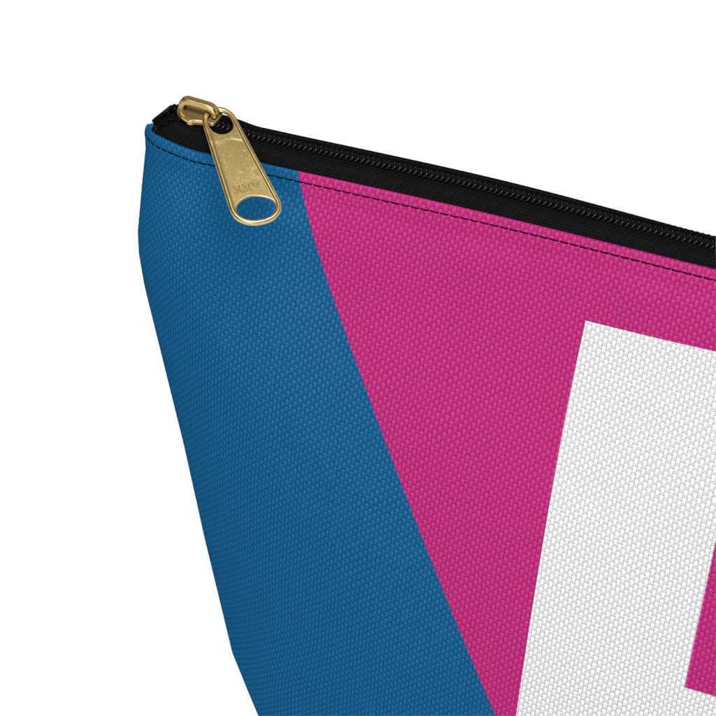 Initials Colorblock Accessory Pouch — Monogram F T-Bottom Cosmetic Bag