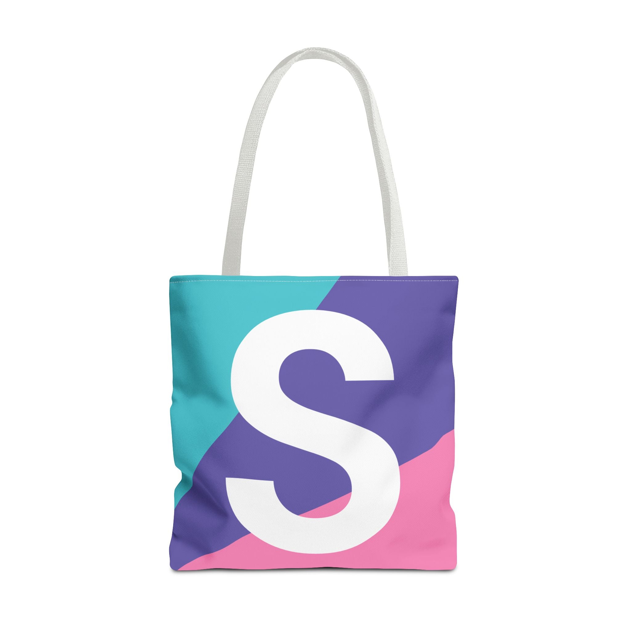 Monogram 'S' Colorblock Tote Bag — Personalized Initial S Shoulder Tote